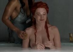 11. Lucy Lawless nude in bed scenes from Spartacus series