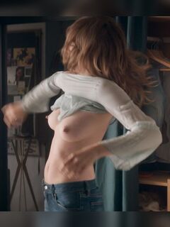 5. Louise Bourgoin's nude boobs in In and Out movie (2017)
