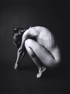 5. Kseniia Otynova nude in black and white photoshoot